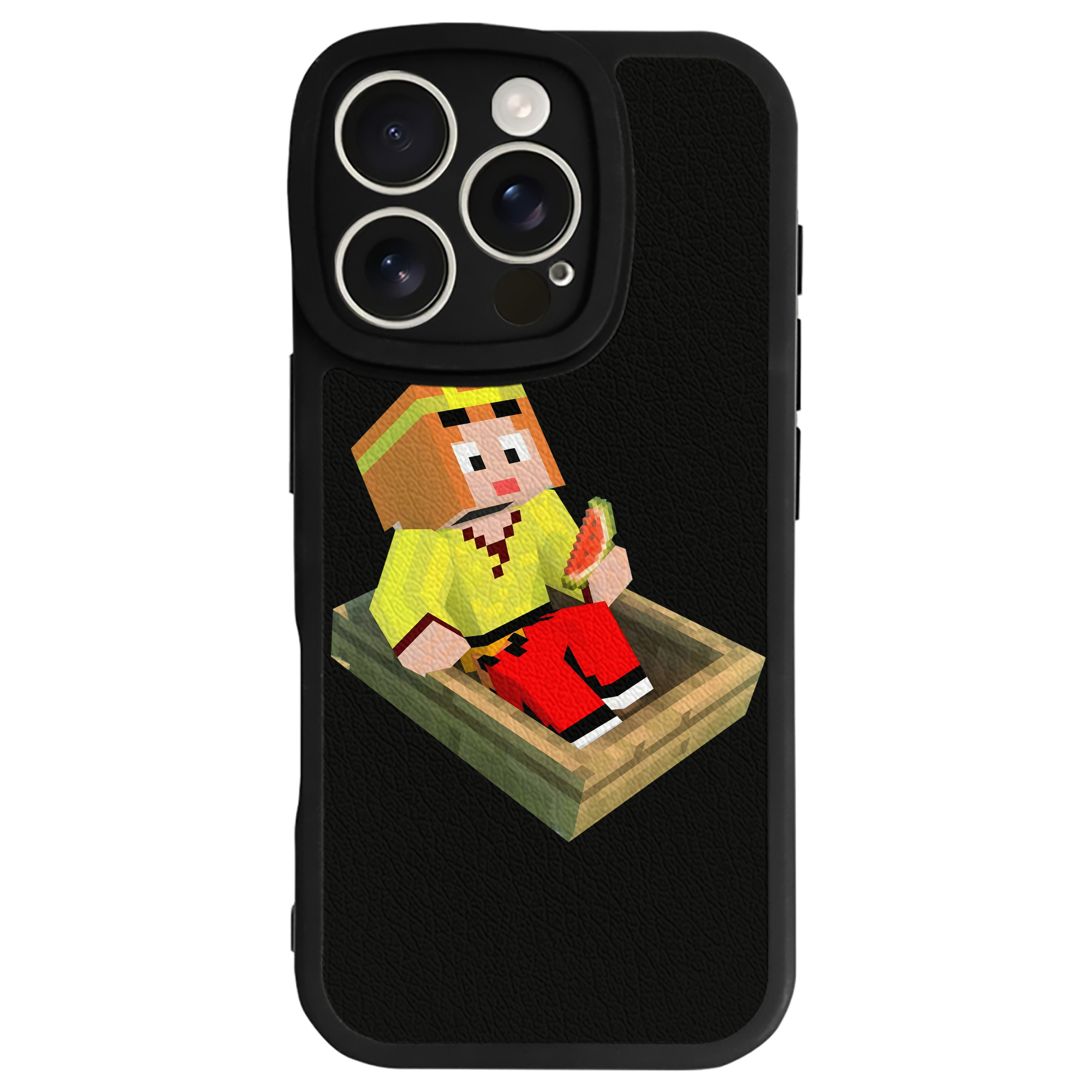 （画像用） マインクラフト ブロックの世界 Minecraft MC Block world 【iPhone 16シリーズ対応】シリコンスマホケース（レザー調） 材質：シリコン